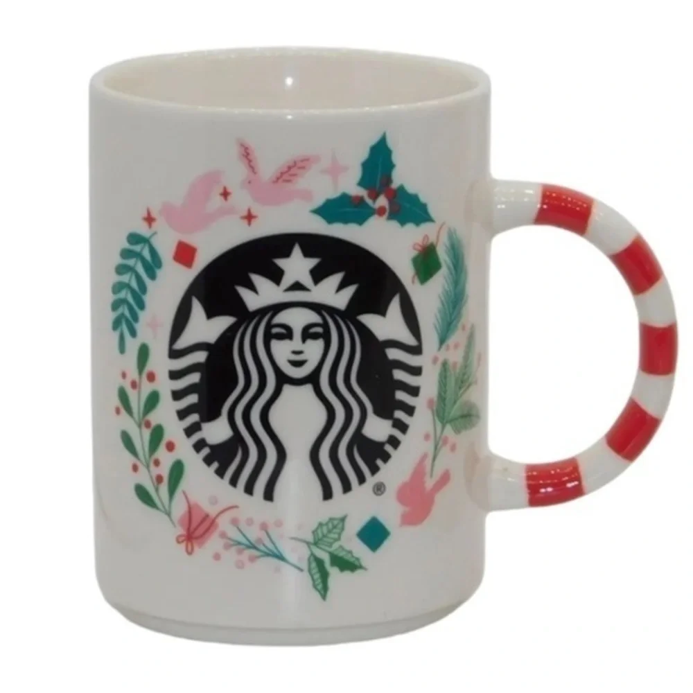 STARBUCKS 2018 HOLIDAY COLLECTION HOLIDAY WREATH AND CANDY CAN CERAMIC MUG